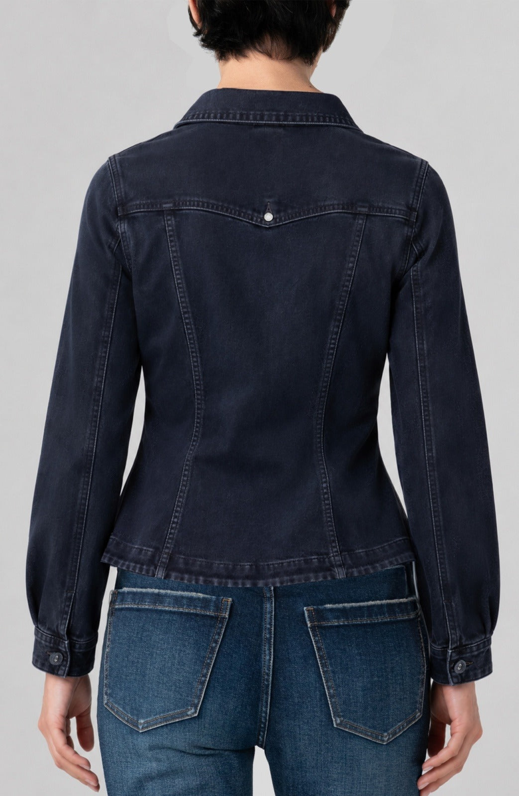 Liverpool Patch Pocket Fitted Jacket in Raven Wing, back view