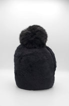 Classic Fuzzy Pom Beanie Black. This fuzzy beanie features a soft fuzzy fabric with a pom-pom on top, perfect for wearing everyday in the colder months.