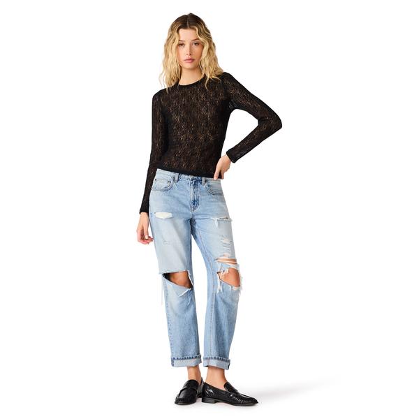 Steve Madden Sierra Knit Top in Black Onyx, front view