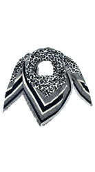 KW Fashion Leopard Print Scarf in Black