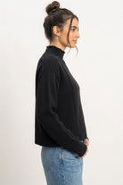 HYFVE Mock Neck Sweater in Black, side view