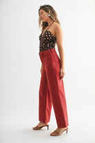JBD Patch Pocket Wide Leg Jean in Burgundy, side view