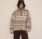 Bailey Rose Fleece Pullover in Cream Brown, front view