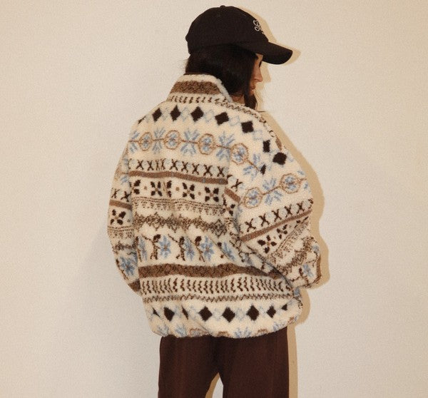 Bailey Rose Fleece Pullover in Cream Brown, back view