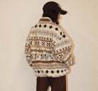 Bailey Rose Fleece Pullover in Cream Brown, back view