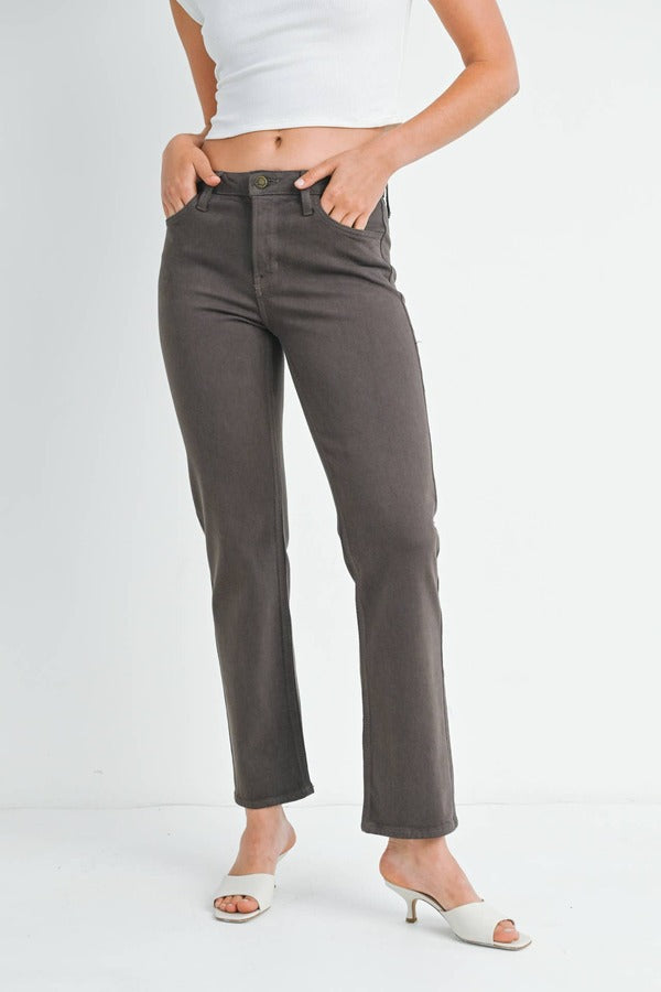 JBD Stretch Twill Slim Wide Leg in Brown, front view