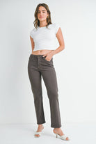 JBD Stretch Twill Slim Wide Leg in Brown, front view