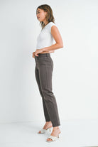 JBD Stretch Twill Slim Wide Leg in Brown, side view
