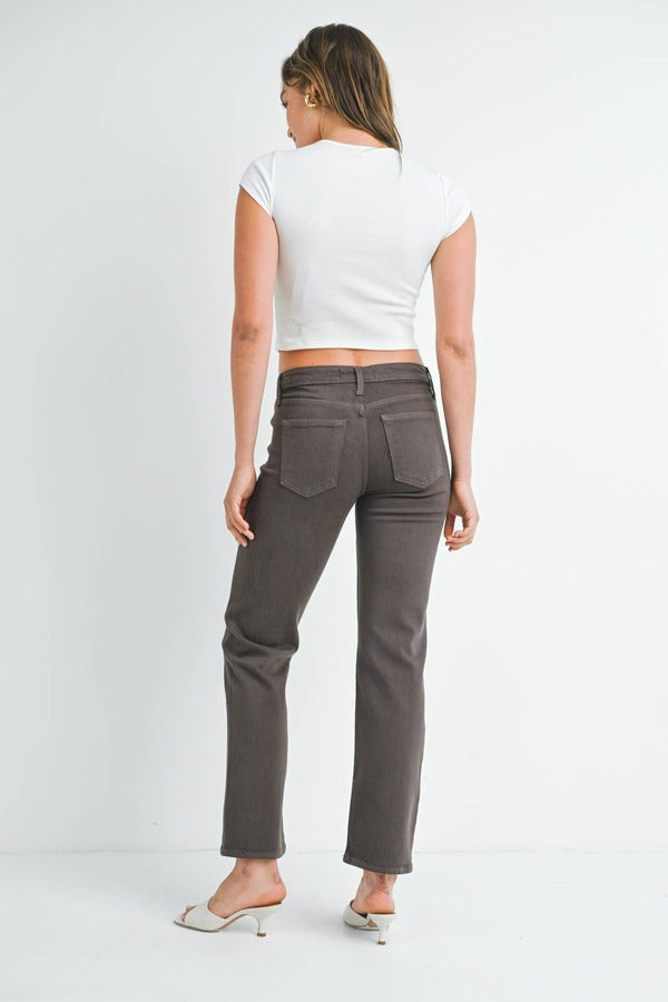 JBD Stretch Twill Slim Wide Leg in Brown, back view