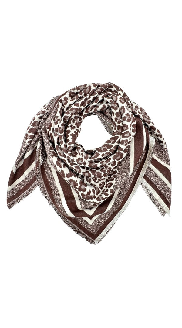 KW Fashion Leopard Print Scarf in Brown