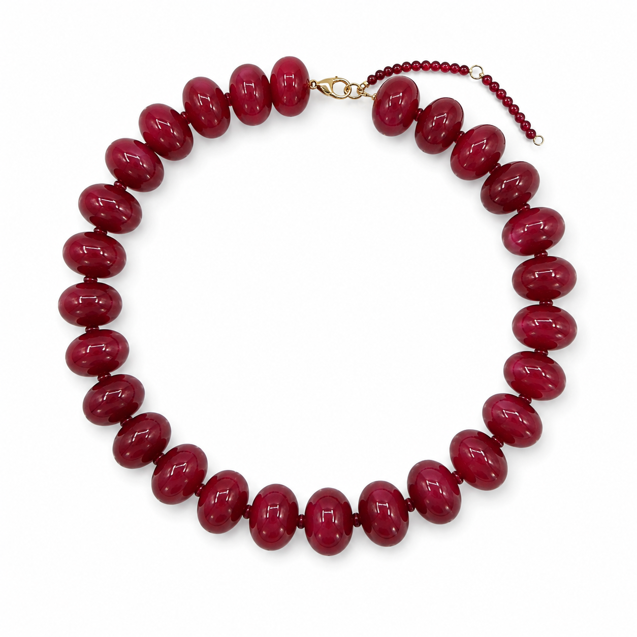 OMG Blings 20mm Resin Rondelle Beaded Necklace in Burgundy