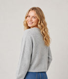 Dreamers Puppy Button Up Cardigan Sweater in Grey, back view