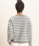 HYFVE Stripe Cozy Crewneck Sweater in Heather Grey, back view