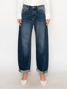 wide leg jeans, cuffed denim, relaxed fit jeans, slouchy jeans, high rise denim, casual women’s jeans, everyday denim, classic blue jeans, boyfriend fit jeans, effortless style