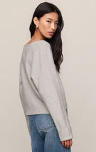 Z Supply Cerro Sweater in Feather Grey, side/back view