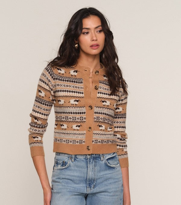 Heartloom Cole Cardi in Caramel, front view