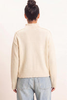 HYFVE Mock Neck Sweater in Cream, back view