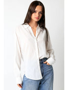 classic button down shirt, relaxed fit blouse, lightweight button up top, everyday essential shirt, timeless wardrobe staple, minimal chic blouse, casual polished top, versatile women’s blouse, effortless style shirt, layering button down, modern classic shirt, elevated basic blouse