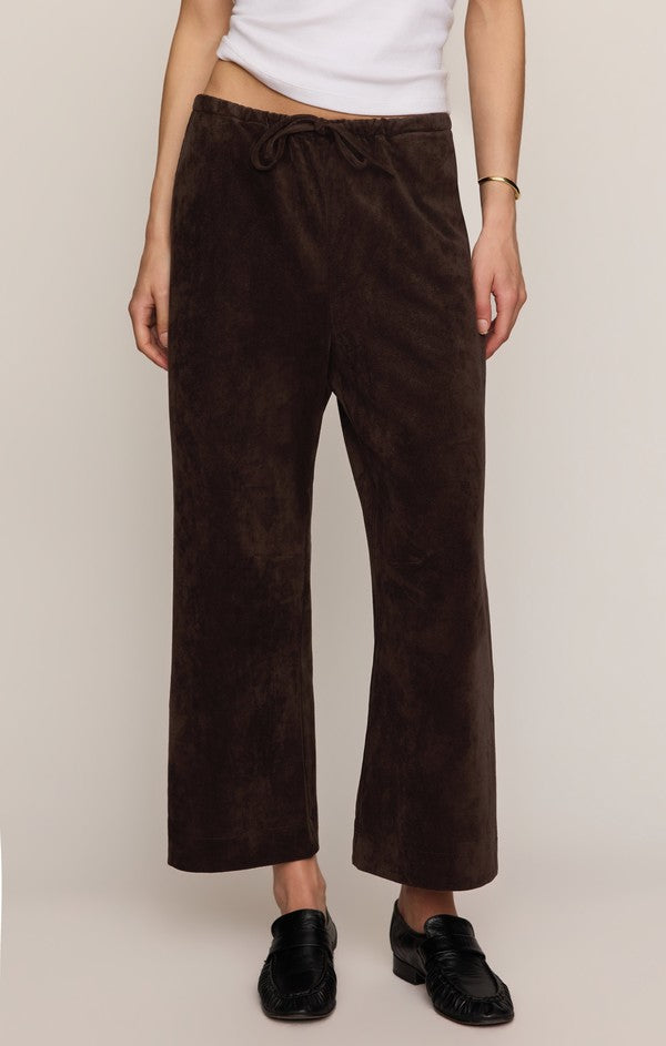 Z Supply Drift Suede Pant in Dark Roast, front view