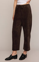 Z Supply Drift Suede Pant in Dark Roast, front three-quarter view