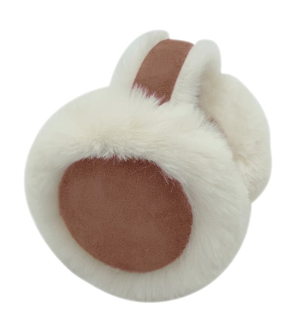 KW Fashion Sherpa Ear Muffs in Brown, angled product view