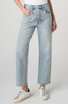 Liverpool Maisie High Rise Vintage Straight in Prairie Mist, full-length front view