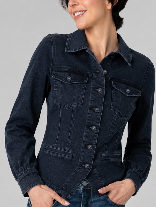 Liverpool Patch Pocket Fitted Jacket in Raven Wing, front view