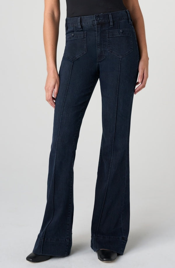 Liverpool Hannah High Rise Flare Patch Pockets in Raven Wing, front full-length view