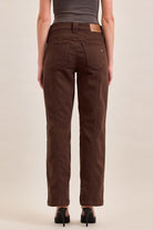 Hidden Ella HR Front Seam Straight Jean in Mocha, back view