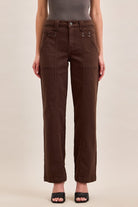 Hidden Ella HR Front Seam Straight Jean in Mocha, front view