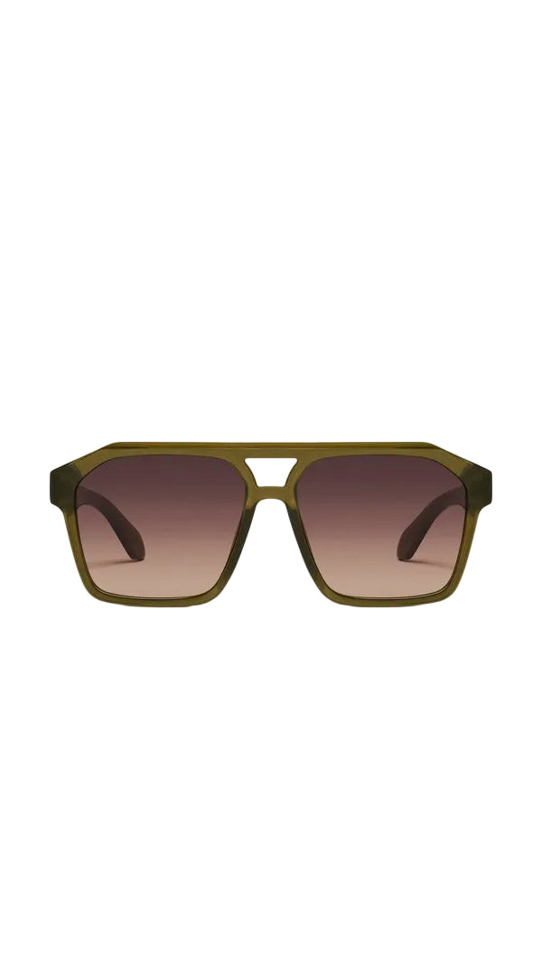 Quay Soundcheck Sunglasses in Olive Dark Fawn, front view
