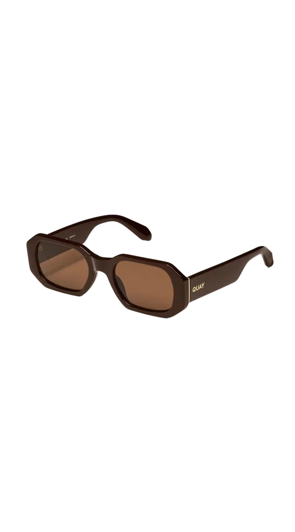 Quay Hyped Up Sunglasses in Chocolate Brown, side view