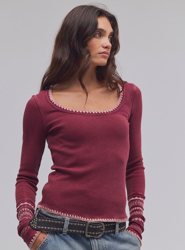 Free People Aspen Thermal in Cabernet Combo, front view