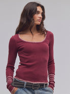 Free People Aspen Thermal in Cabernet Combo, front view