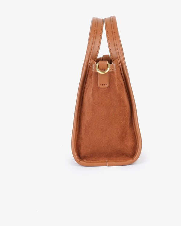 Remi & Reid Gillie Mini Satchel in Camel, side view