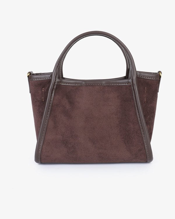 Remi & Reid Gillie Mini Satchel in Chocolate, front view