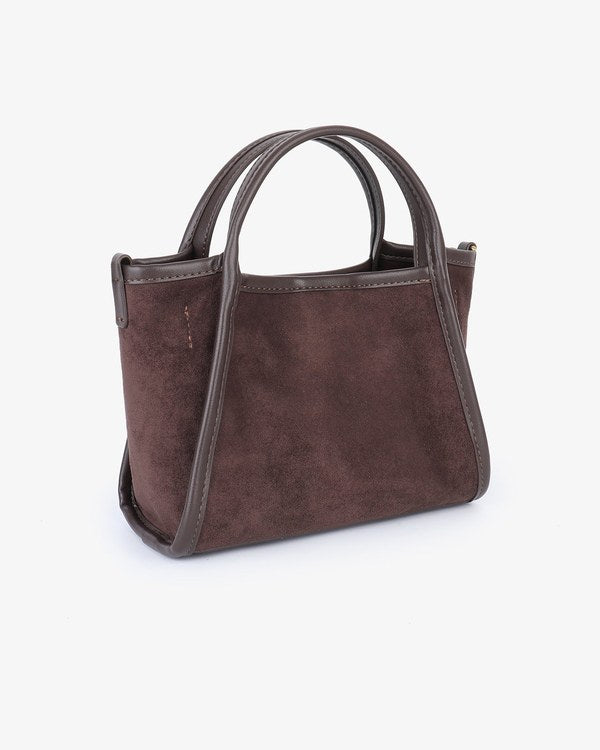 Remi & Reid Gillie Mini Satchel in Chocolate, angled view