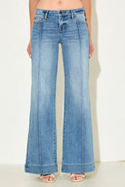 Hidden Happi Low Rise Pintuck Comfort Flare in Medium Light, front view