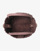Remi & Reid Hollace Mini Tote Woven Faux Suede in Chocolate, interior view