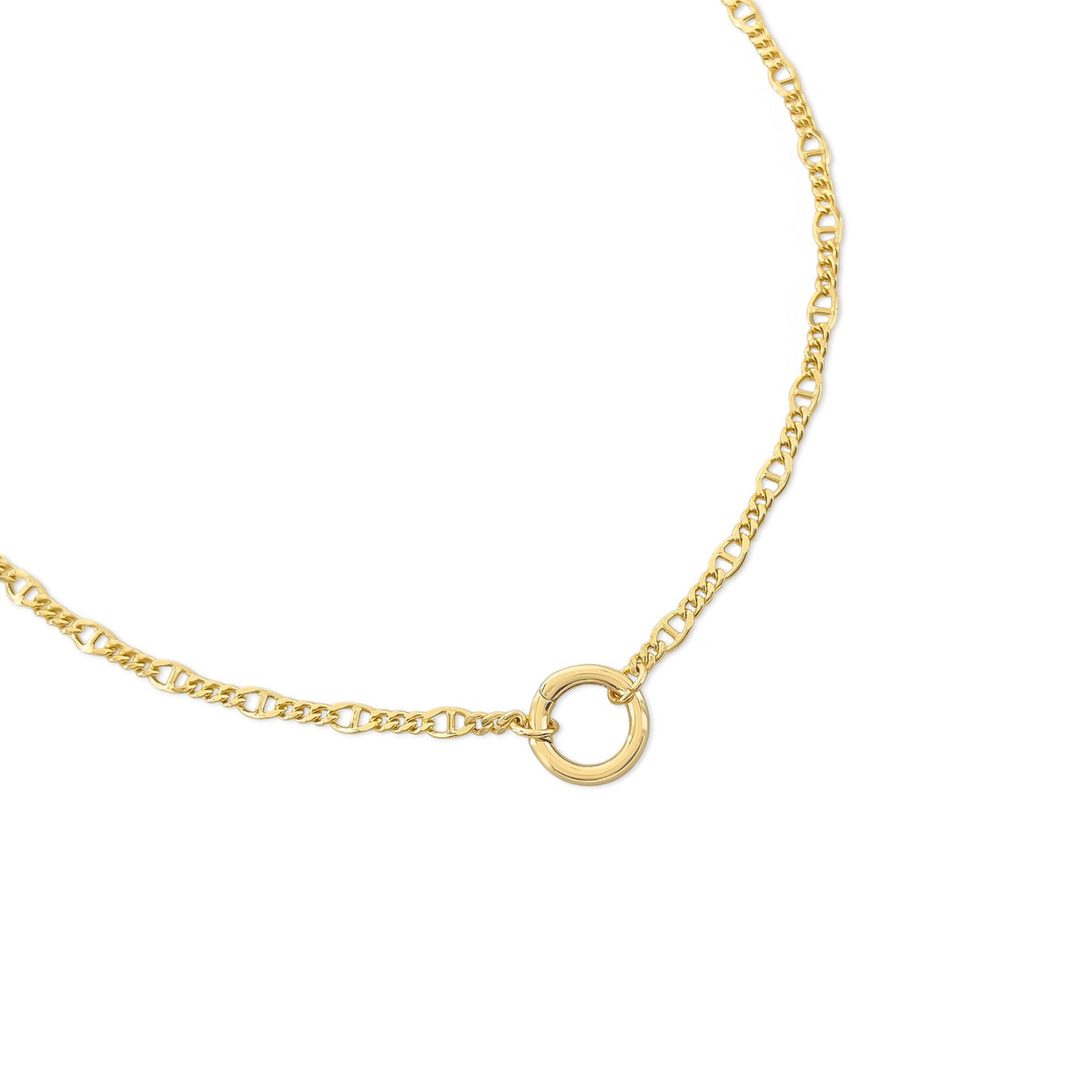 OMG blings Mariner Curb Chain with Spring Ring in Gold, clasp detail