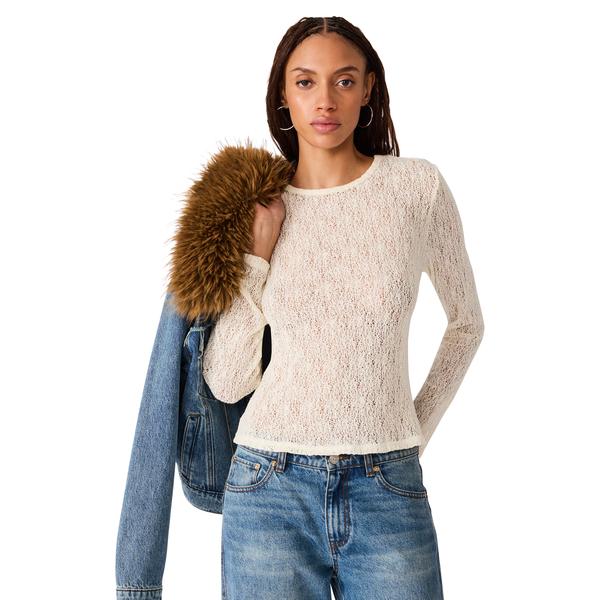 Steve Madden Sierra Knit Top in Ivory, front view