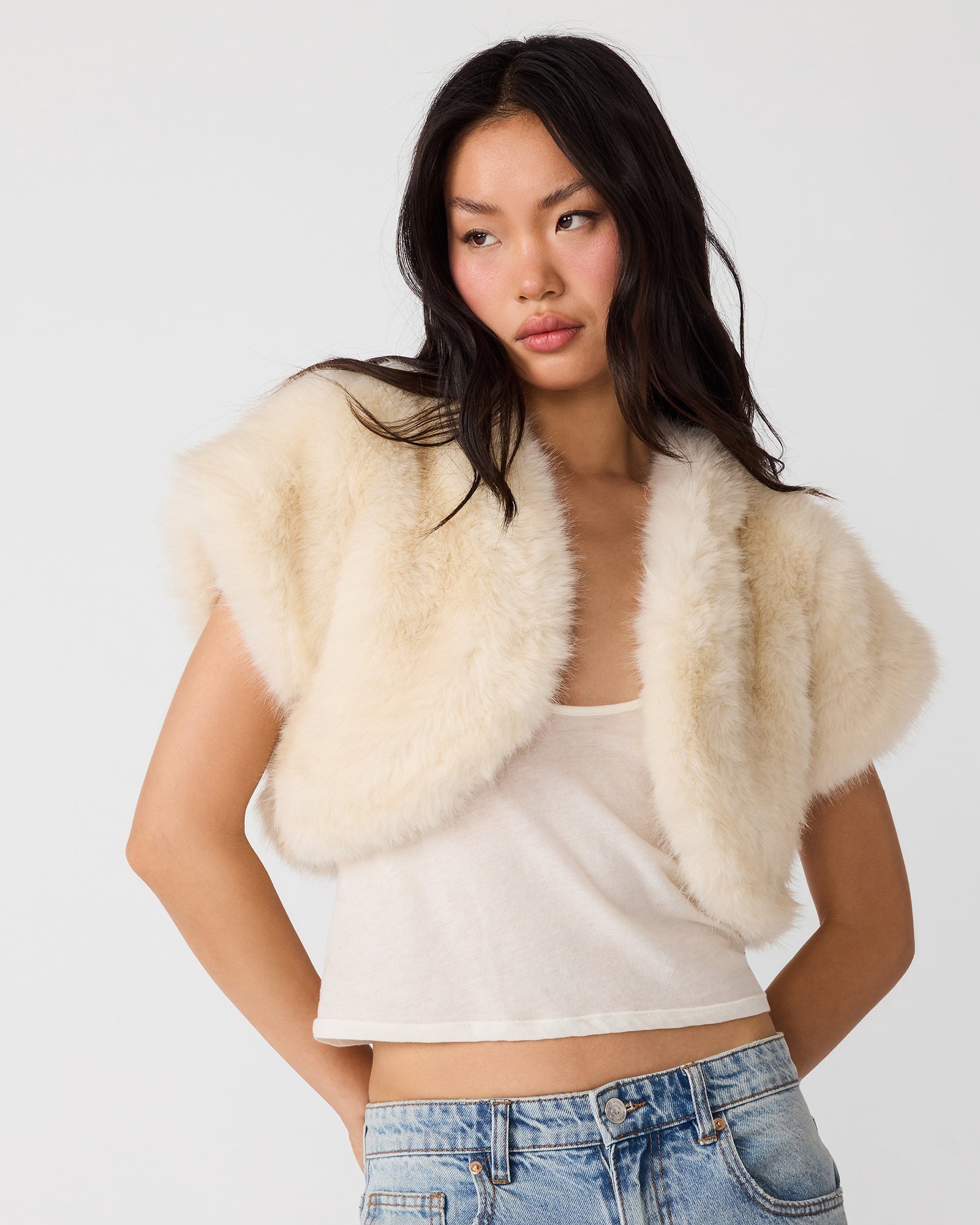 Steve Madden Jalen Balero Jacket in Cream, front view