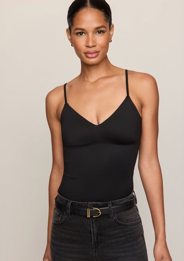Z Supply Luxe Smooth Essential Tank in Black, close-up front view