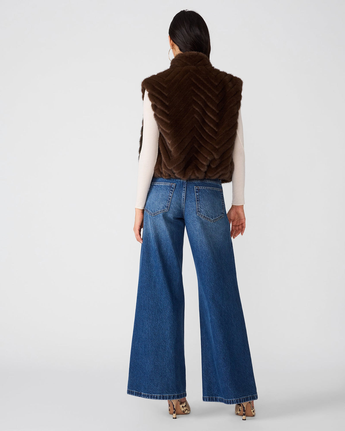 Steve Madden Luxie Vest in Cafe Noir, back view