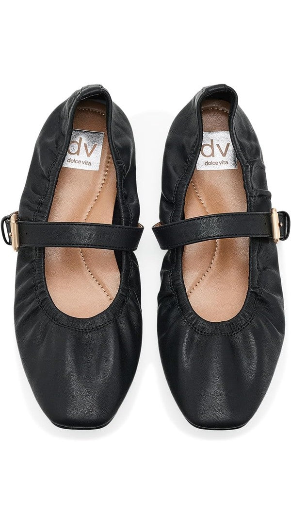 Dolce Vita Marria Ballet Flat in Black, top detail view