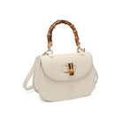 Allison Bamboo Crossbody Ivory. Crafted from smooth vegan leather, this bag features a sophisticated faux bamboo top handle and gold hardware for that touch of luxury. With an adjustable/detachable strap and a thoughtfully lined interior, it's not just a bag; it's a statement piece that keeps you organized on the go.