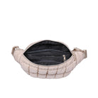 Sol & Selene Resurgence Belt Bag Cream. Embrace the bounce-back spirit with our Resurgence belt bag, featuring a quilted puff design for an on-trend, chic look, perfect for hands-free convenience while revitalizing your outfit with its unique charm and functional flair. Keep all your essentials handy and organized.