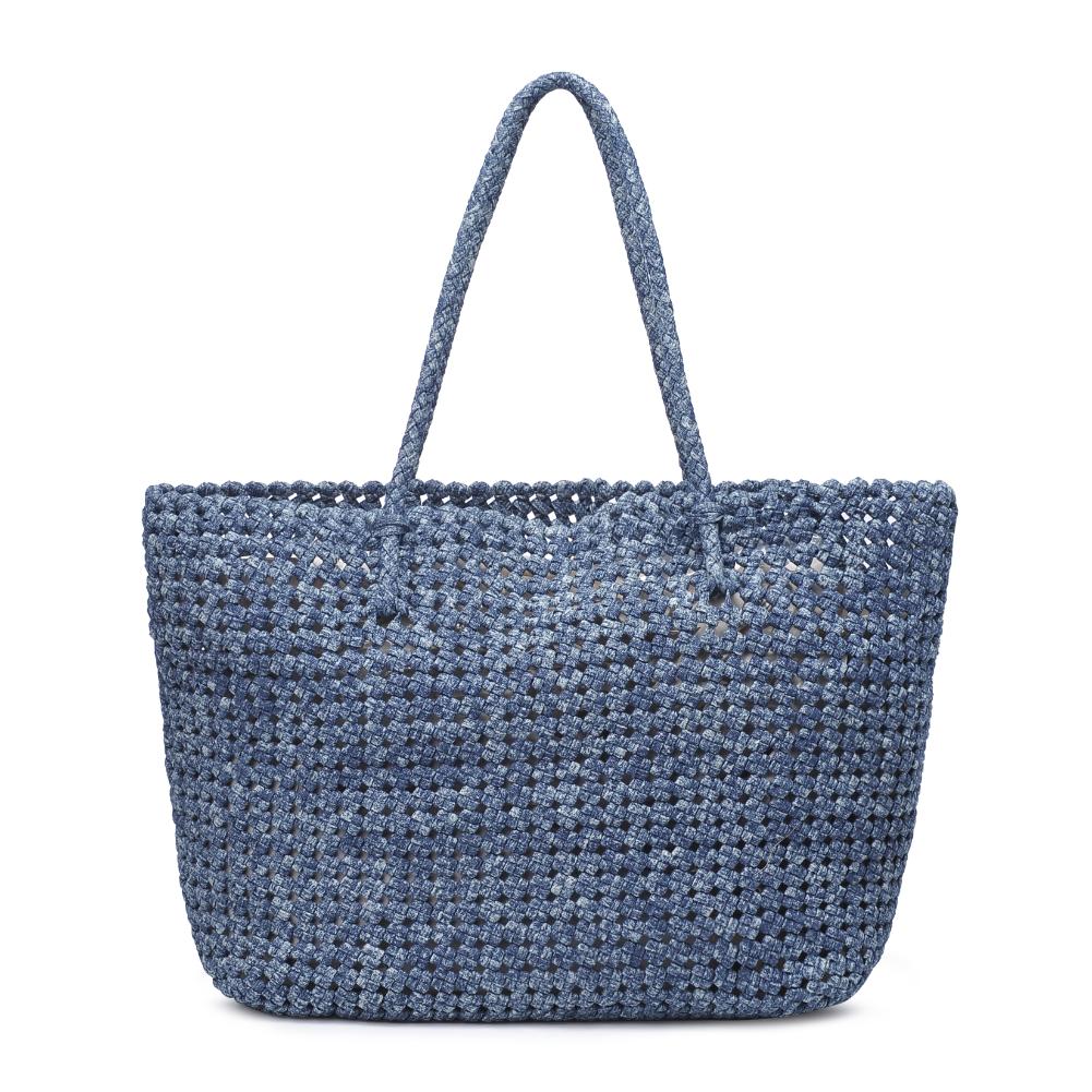 Sol and Selene Reflection Bag Denim. Crafted from durable polyester with a charming braided design, this hobo is the ideal companion for a day at the beach or running errands. With an open closure, it offers easy access, making it perfect for those on-the-go moments. Elevate your casual chic with this shopper tote that effortlessly combines fashion and functionality.