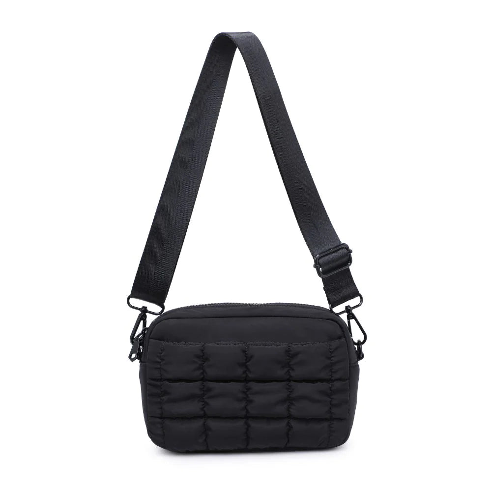 Sol and Selene Inspiration Quilted Crossbody Black. Whether you're brainstorming business plans or catching flights across the country, the Inspiration integrates fashion and function, while providing space to store your must-haves. Featuring a quilted design, this crossbody bag keeps you going while the ideas are flowing!
