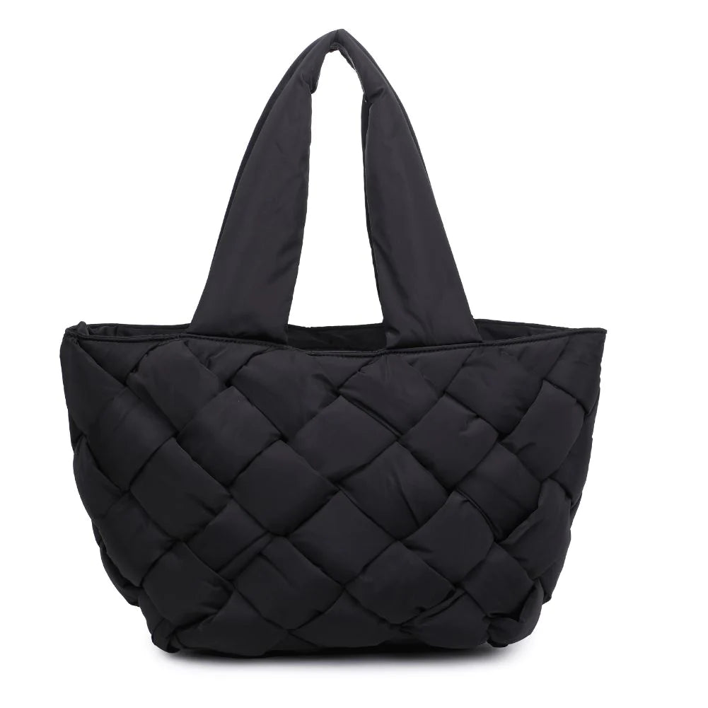 Sol & Selene Intuition East West Tote Black. An intuitive person trusts their inner voice and follows their intuition and heart. We've made that easy to do with this take everywhere, carry all tote, featuring a zipper closure and quilted detail that draws eyes and attention.